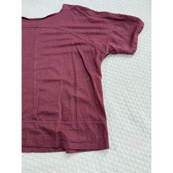 EILEEN FISHER Short Sleeve Blouse XL Organic Linen Oversized Boxy Stud Accent - Picture 10 of 14